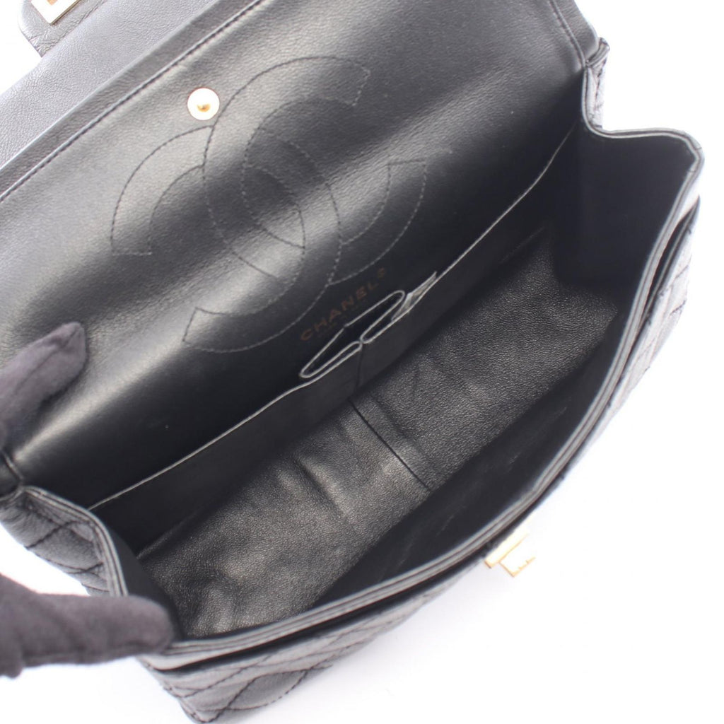 Chanel Shoulder Bag 2.55 Quilted Double Flap Black Leather Chain — view 3