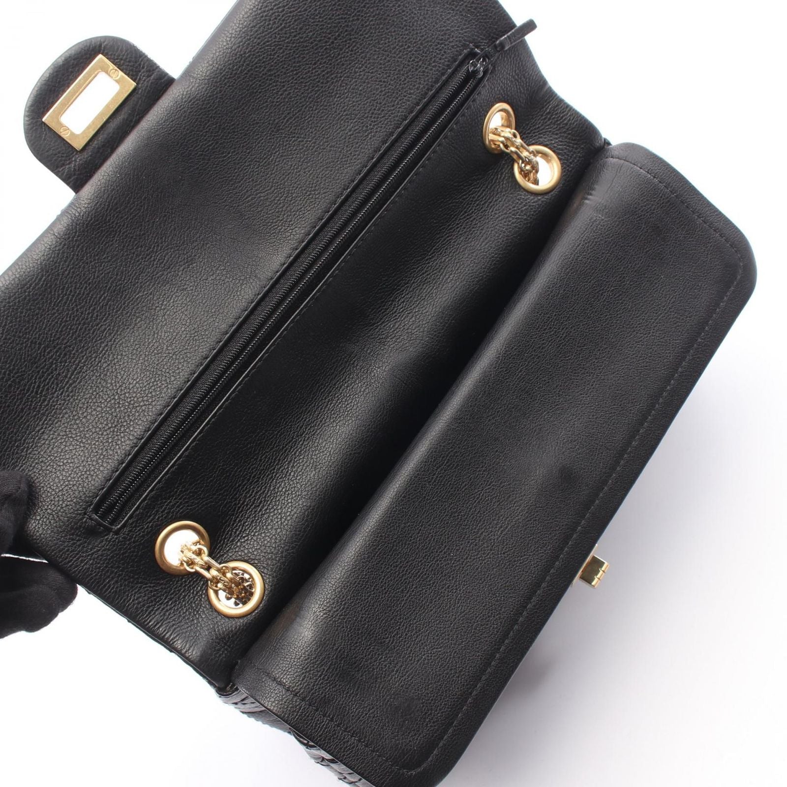 Chanel Shoulder Bag 2.55 Quilted Double Flap Black Leather Chain — view 6