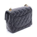 Chanel Shoulder Bag Mini Quilted Black Lambskin Chain — view 2