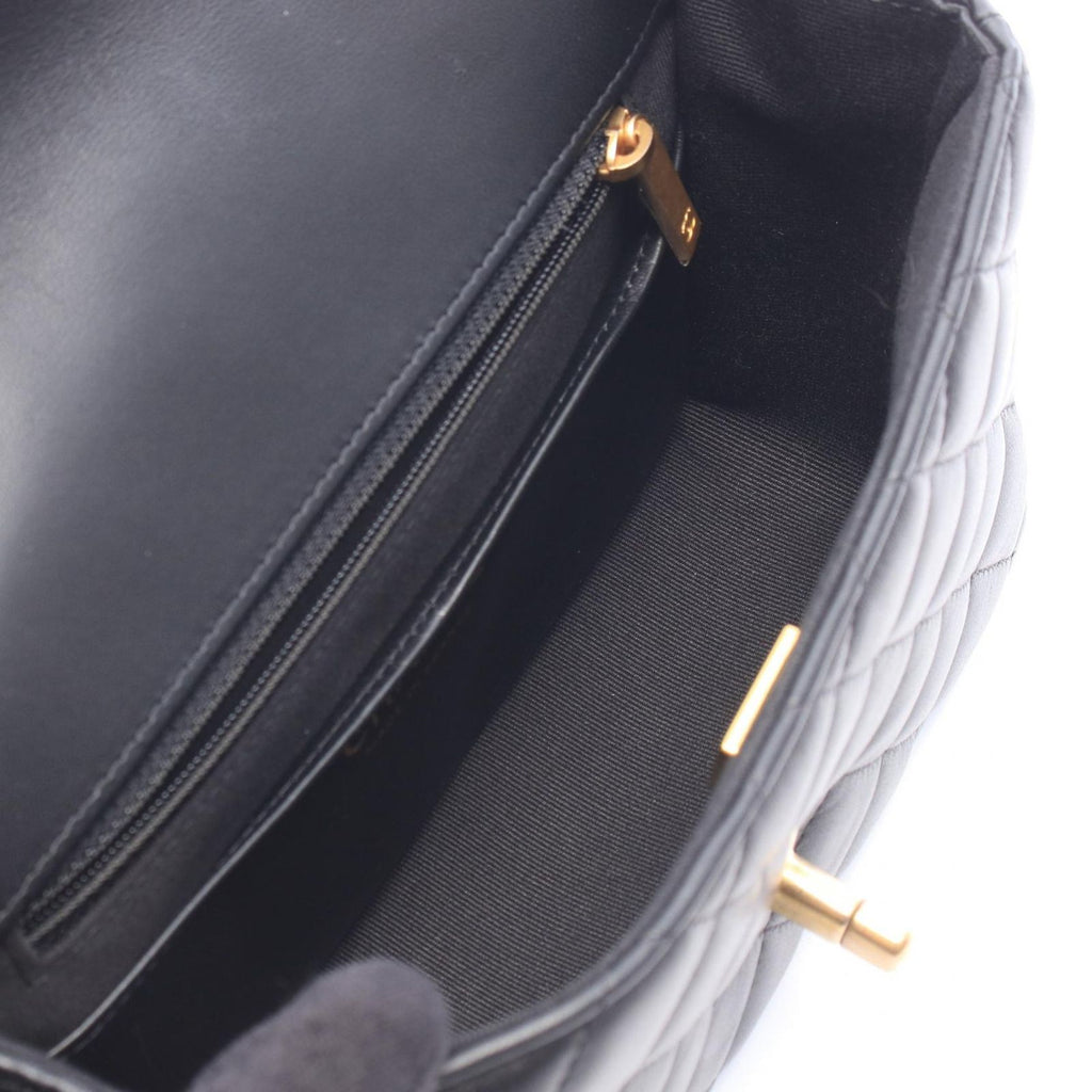 Chanel Shoulder Bag Mini Quilted Black Lambskin Chain — view 3