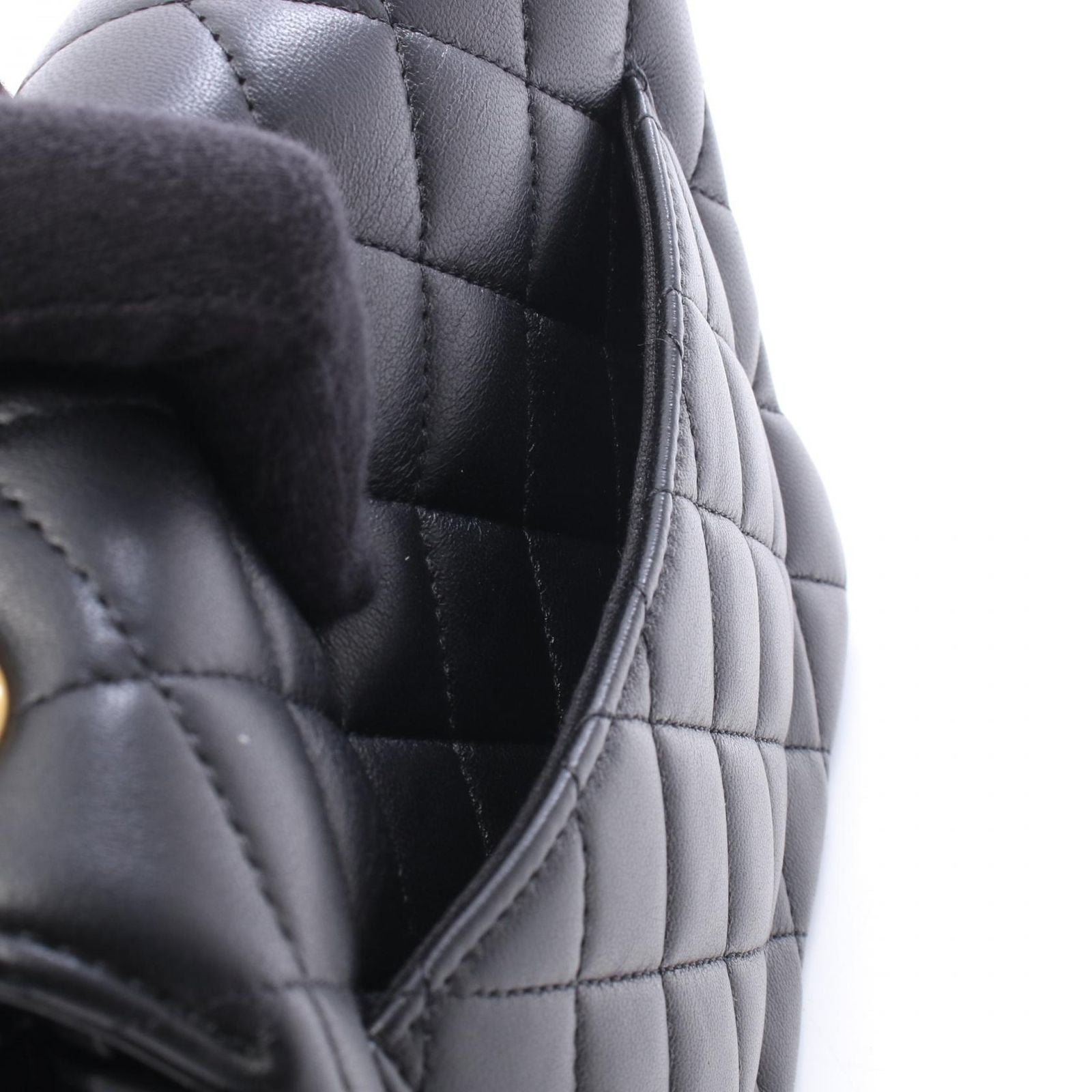 Chanel Shoulder Bag Mini Quilted Black Lambskin Chain — view 6