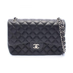 Chanel Shoulder Bag Maxi Quilted 30 Classic Large Double Flap Black Lambskin
