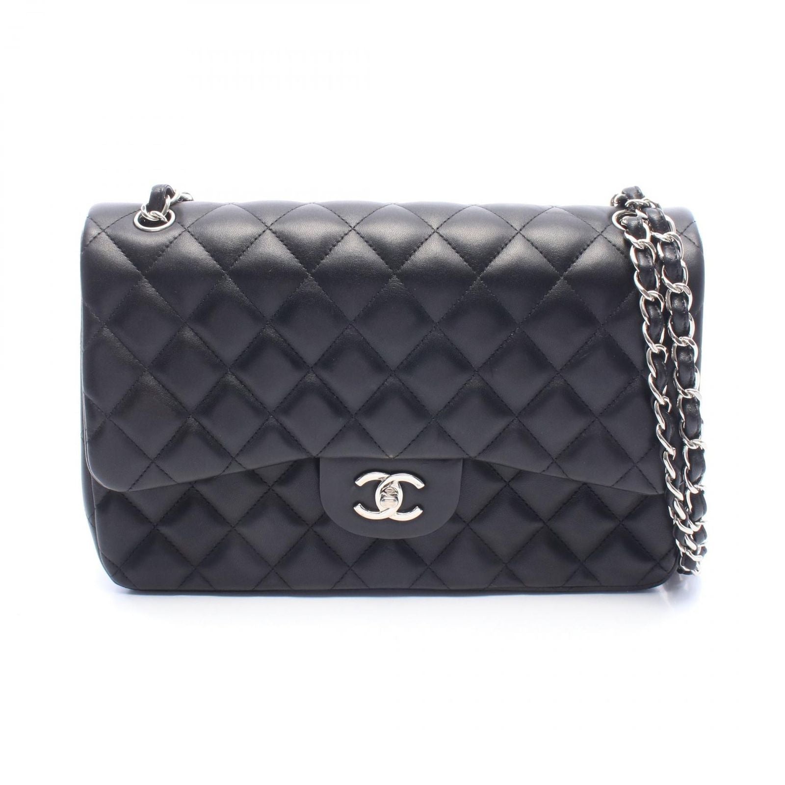 Chanel Shoulder Bag Maxi Quilted 30 Classic Large Double Flap Black Lambskin