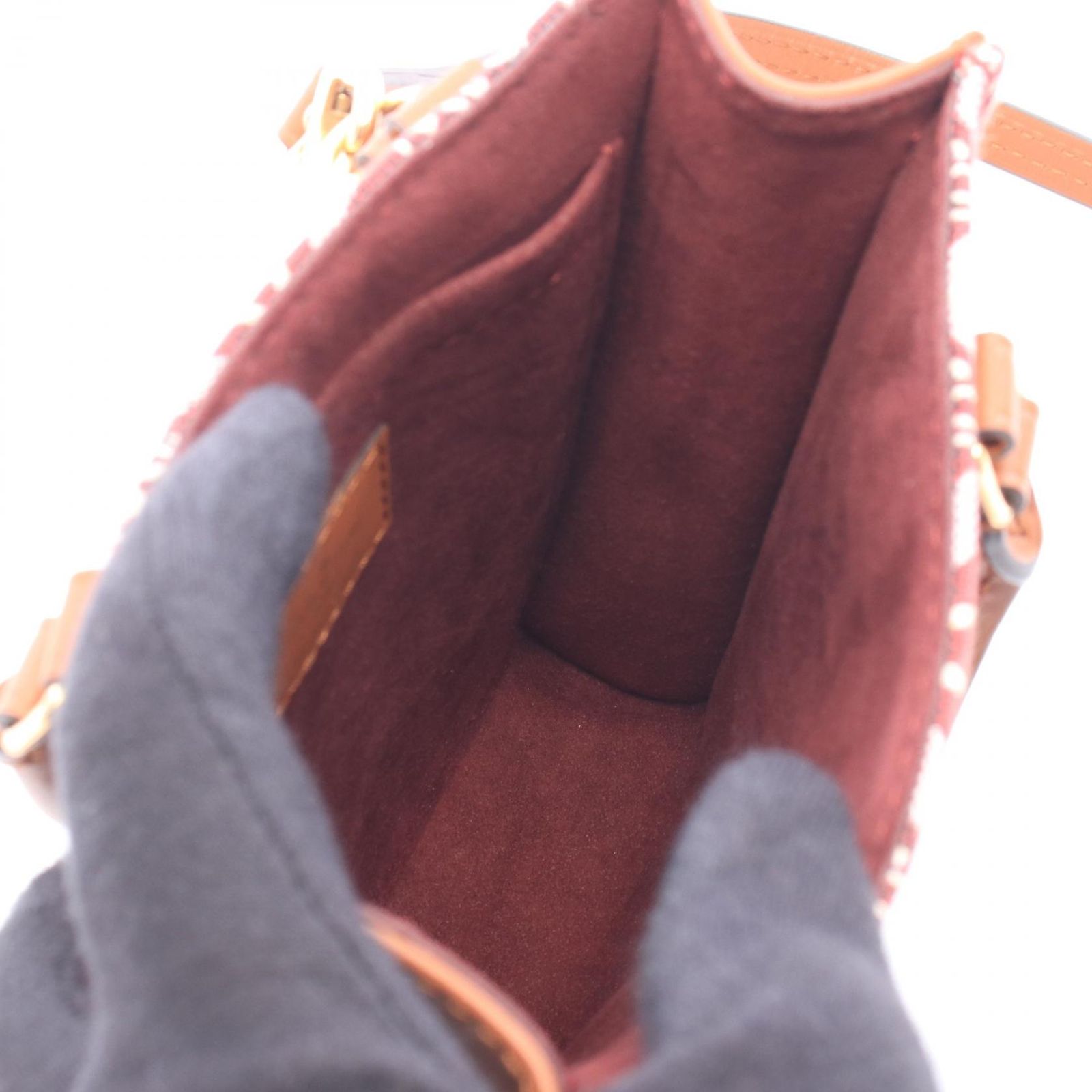 Louis Vuitton Viton Handbag Petite Sac Plat Since Bordeaux Canvas Leather — view 3