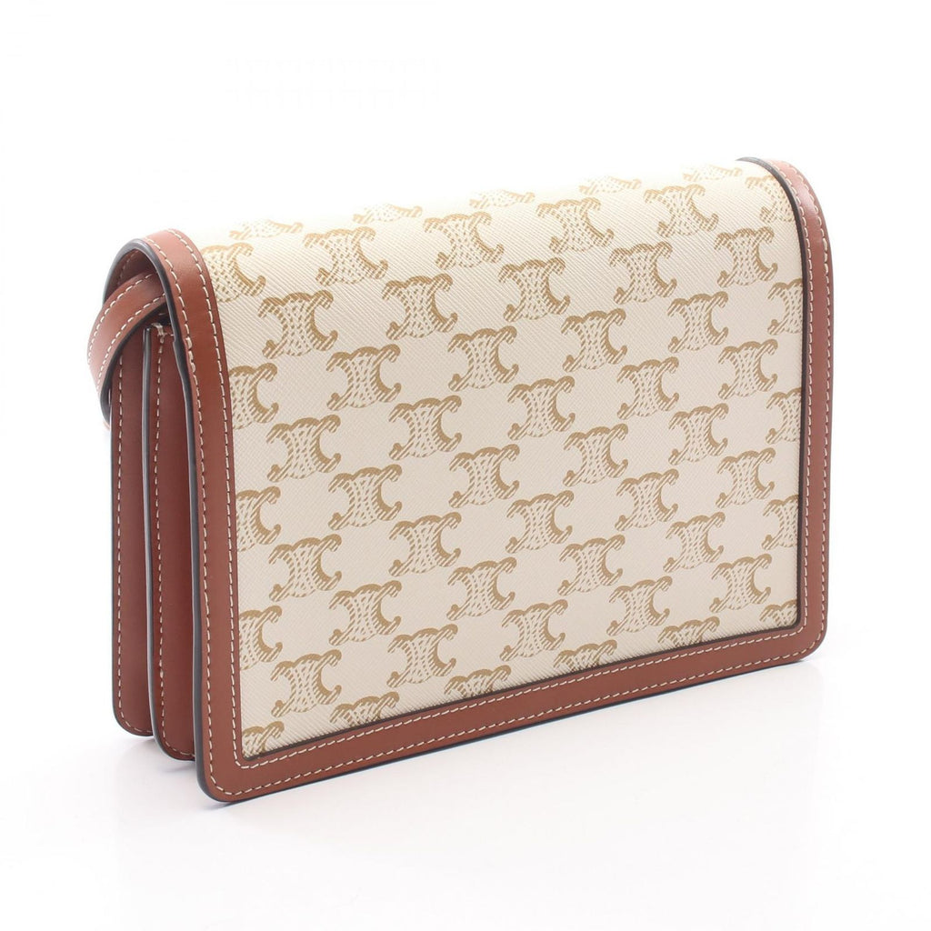Celine Shoulder Bag Triomphe White Brown Beige Leather Envelope — view 2
