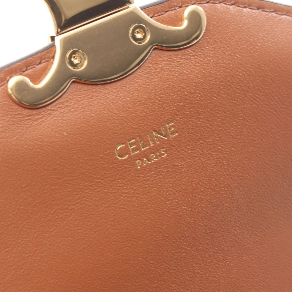 Celine Shoulder Bag Triomphe White Brown Beige Leather Envelope — view 4