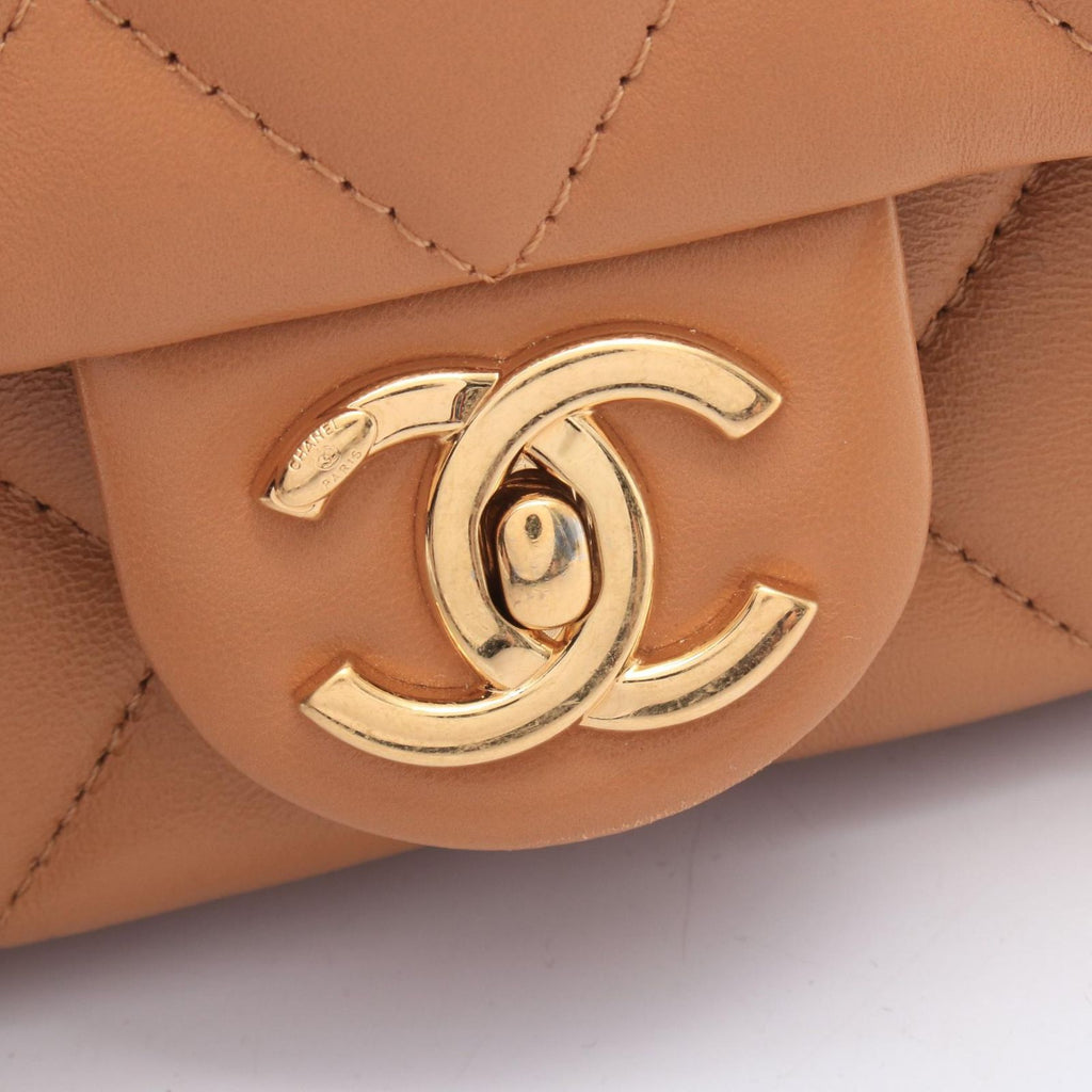 Chanel Shoulder Bag Quilted Small Flap Camel Leather Chain — view 7
