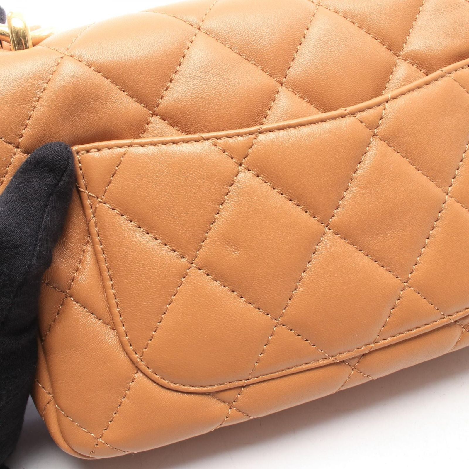 Chanel Shoulder Bag Quilted Small Flap Camel Leather Chain — view 8