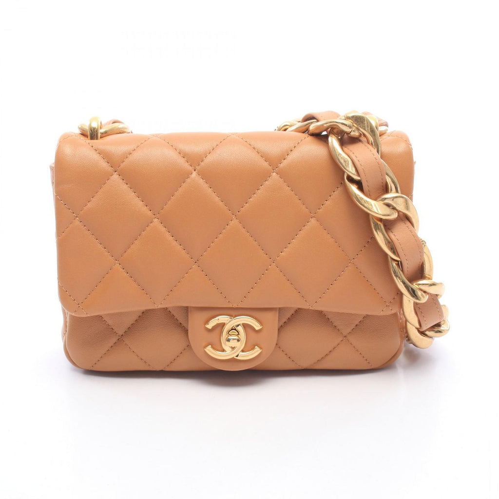 Chanel Shoulder Bag Quilted Small Flap Camel Leather Chain