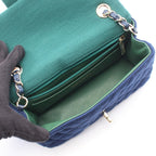 Chanel Shoulder Bag Mini Quilted 20 Blue Cotton Chain — view 3