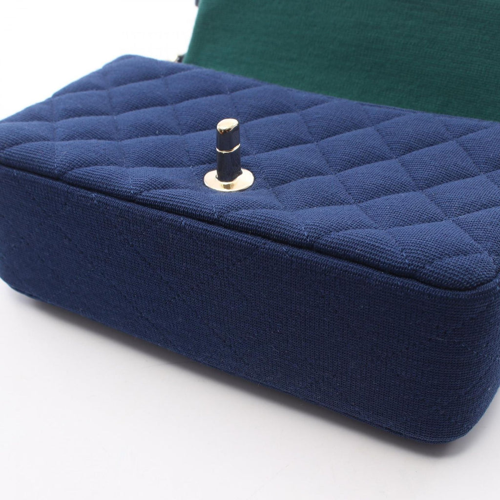 Chanel Shoulder Bag Mini Quilted 20 Blue Cotton Chain — view 8