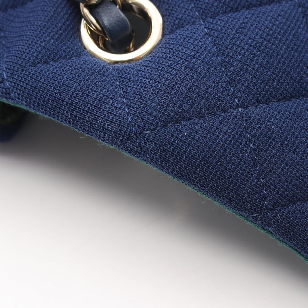 Chanel Shoulder Bag Mini Quilted 20 Blue Cotton Chain — view 7