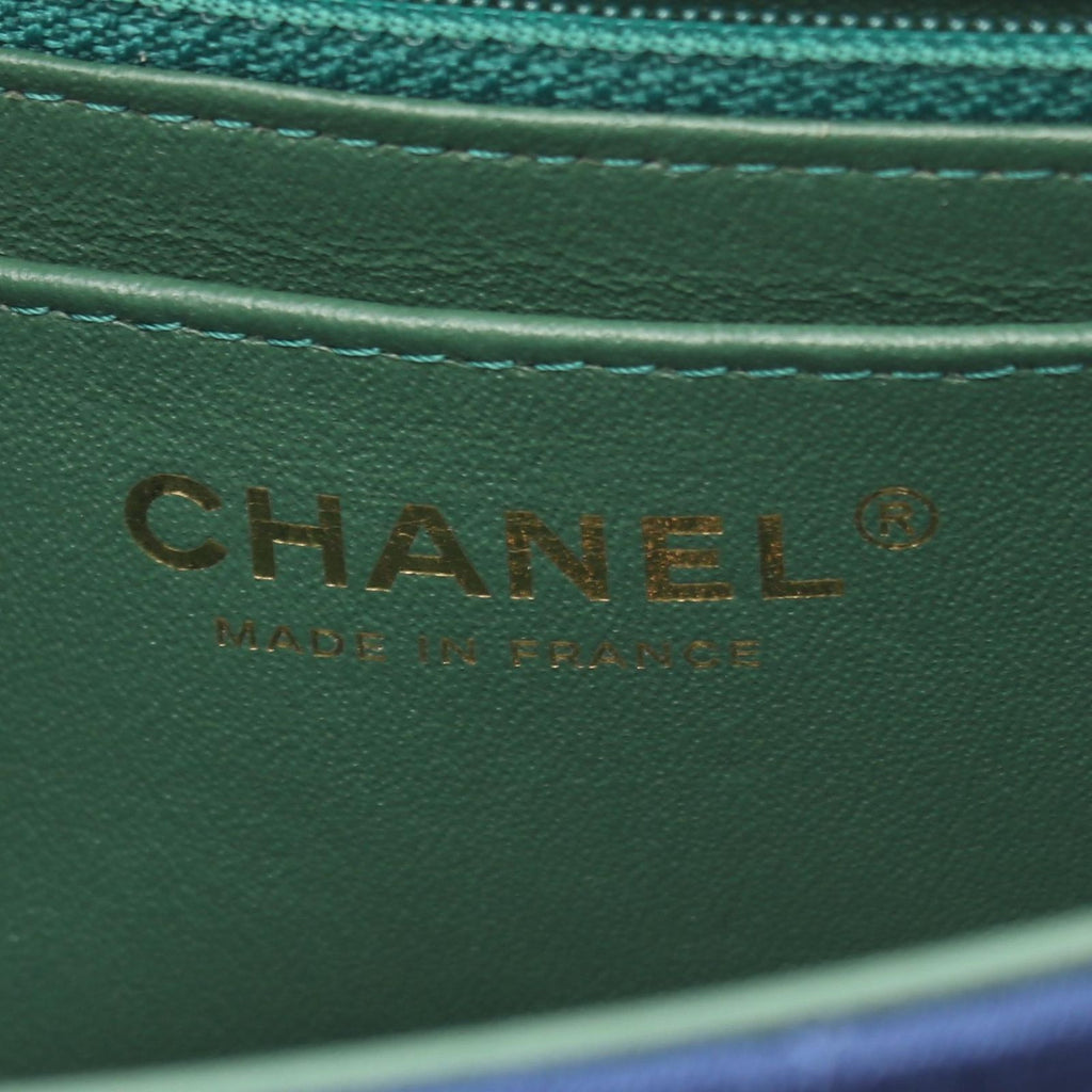 Chanel Shoulder Bag Mini Quilted 20 Blue Cotton Chain — view 4