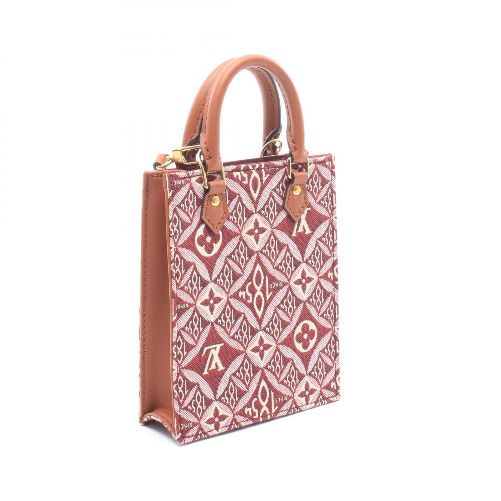 Louis Vuitton Handbag Petite Sac Plat Monogram Jacquard Since Bordeaux Canvas — view 2