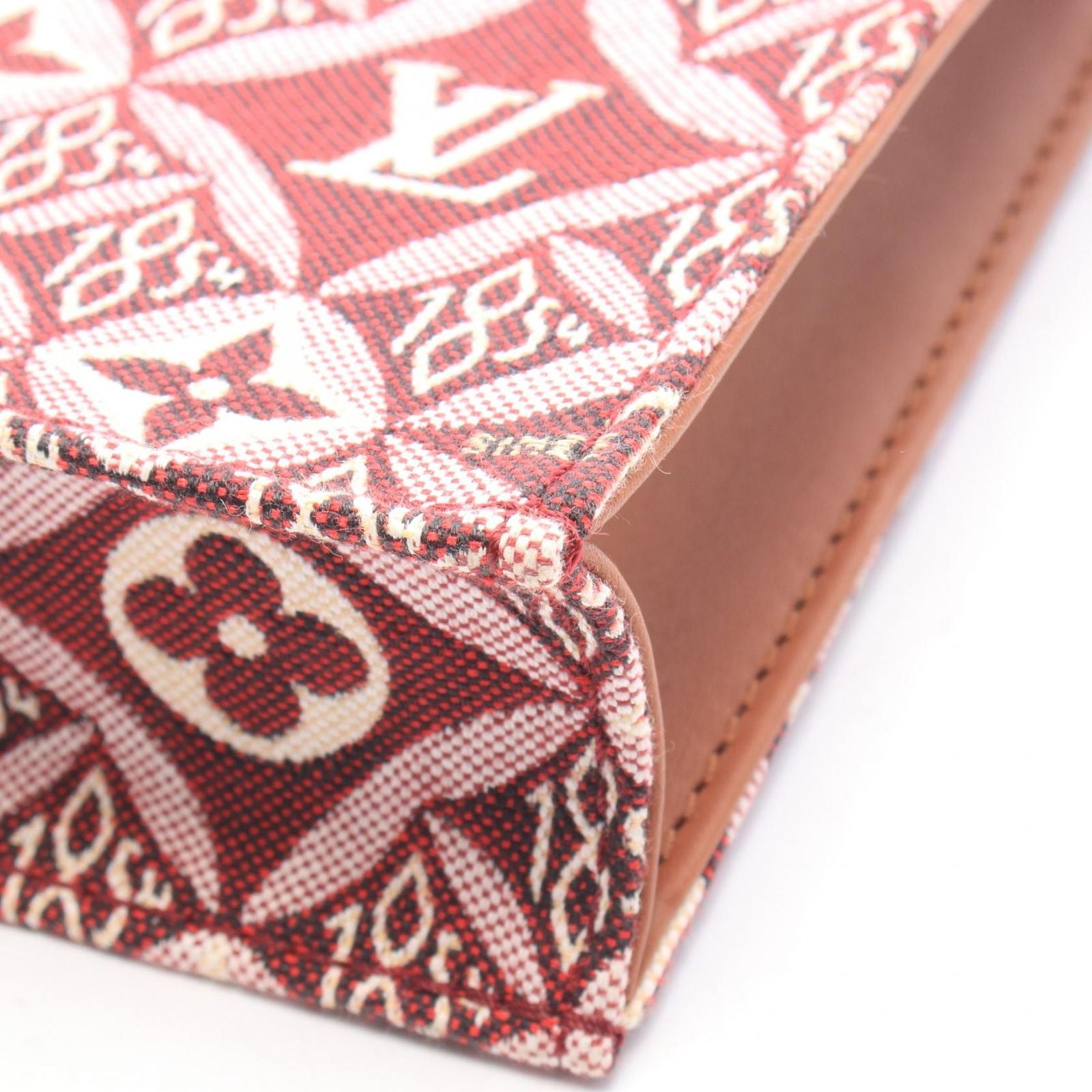 Louis Vuitton Handbag Petite Sac Plat Monogram Jacquard Since Bordeaux Canvas — view 6