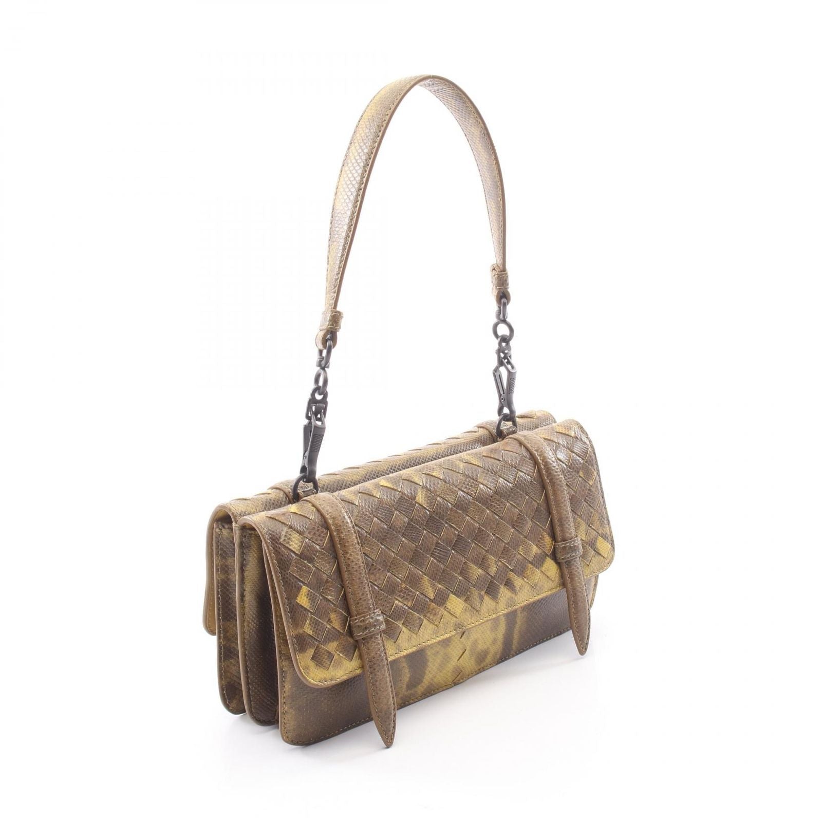 Bottega Veneta Handbag Duo Yellow Brown Exotic Leather — view 2