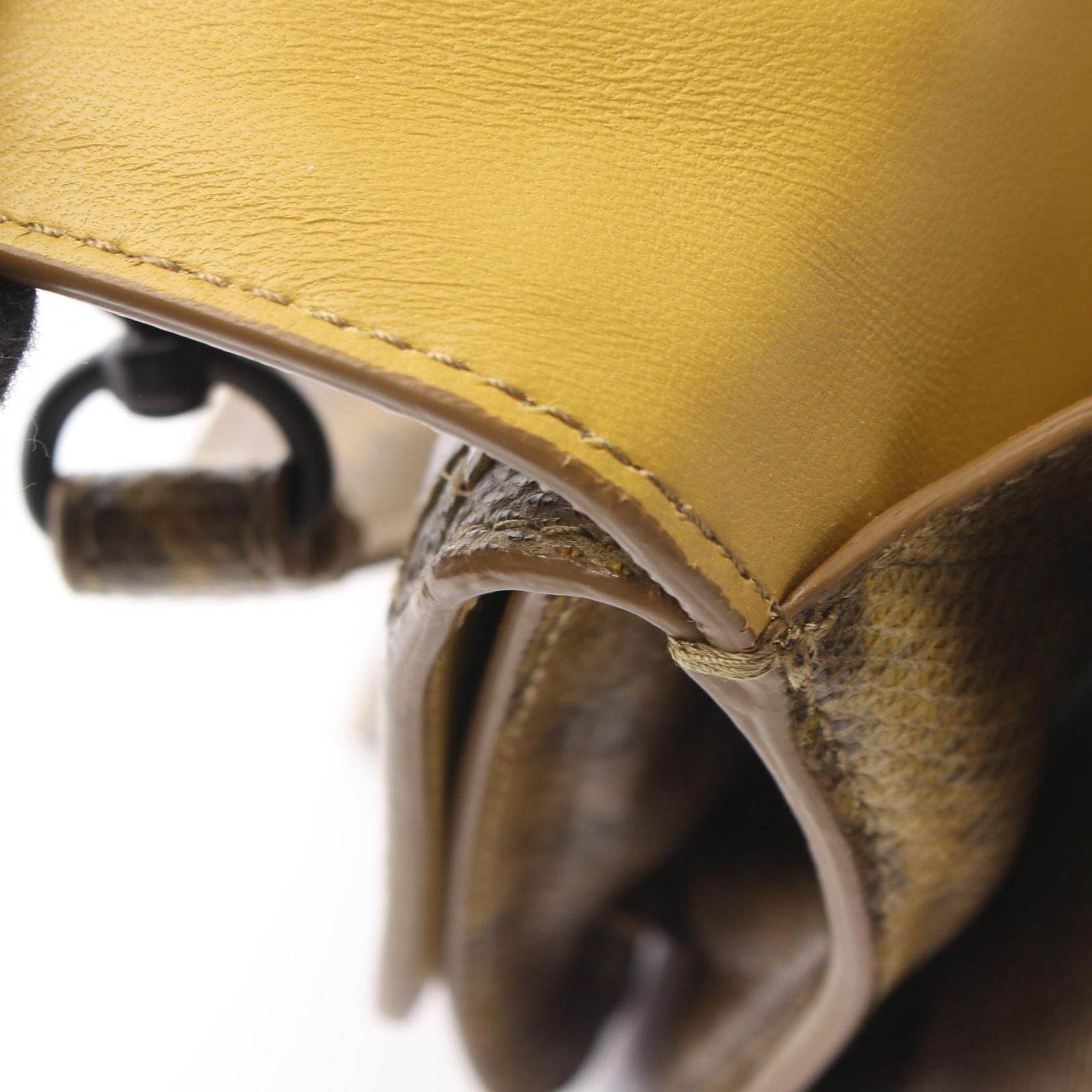Bottega Veneta Handbag Duo Yellow Brown Exotic Leather — view 7