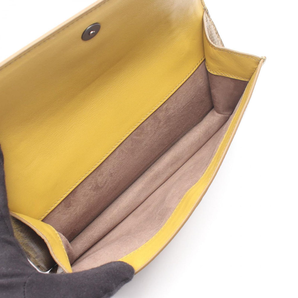 Bottega Veneta Handbag Duo Yellow Brown Exotic Leather — view 4