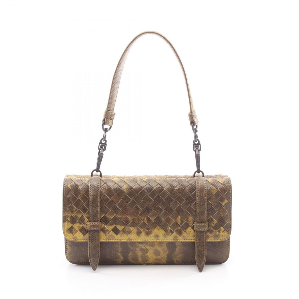 Bottega Veneta Handbag Duo Yellow Brown Exotic Leather