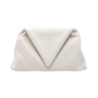 Bottega Veneta Clutch Triangle Flap White Leather