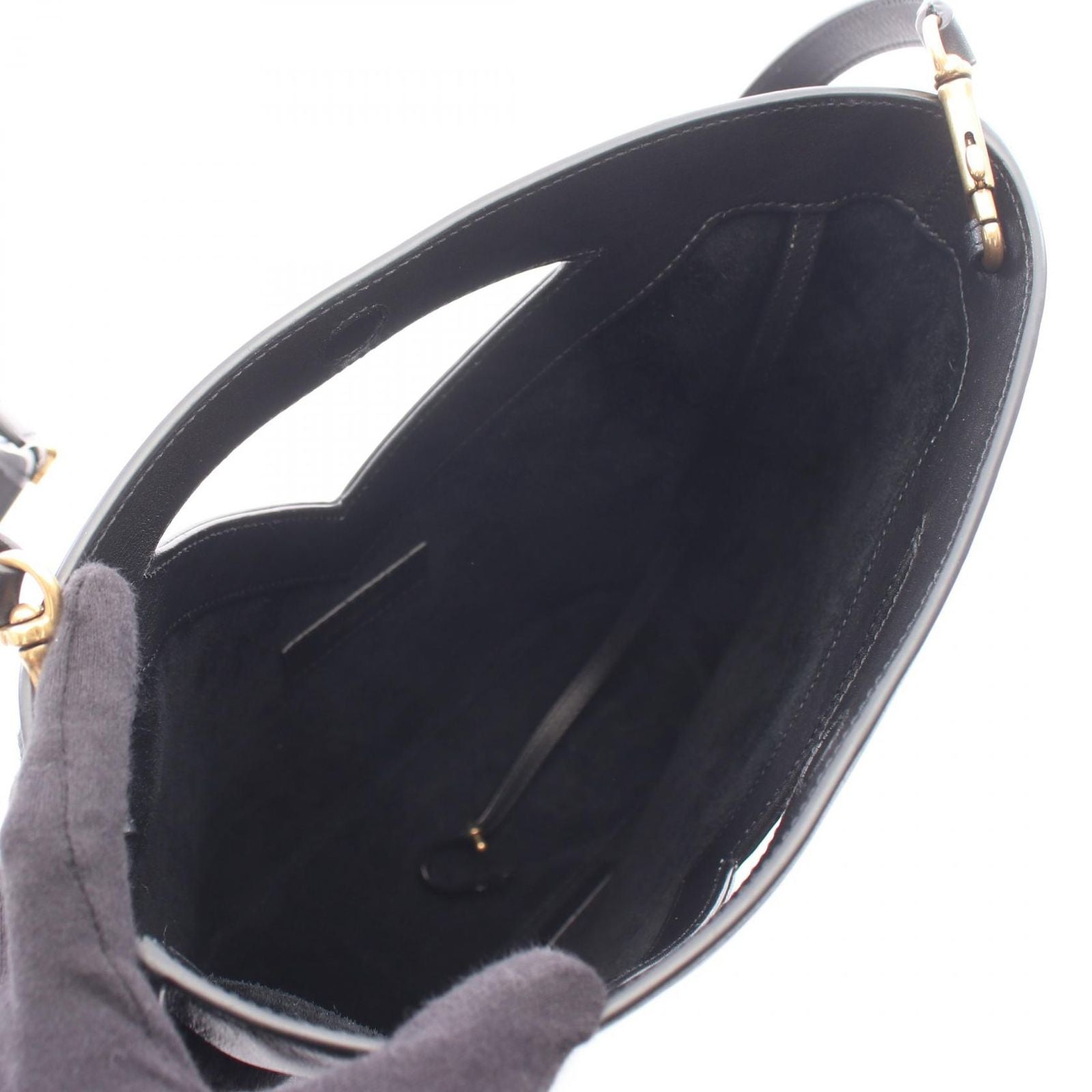 Saint Laurent Paris Handbag Bucket Small 2-Way Black Leather — view 3