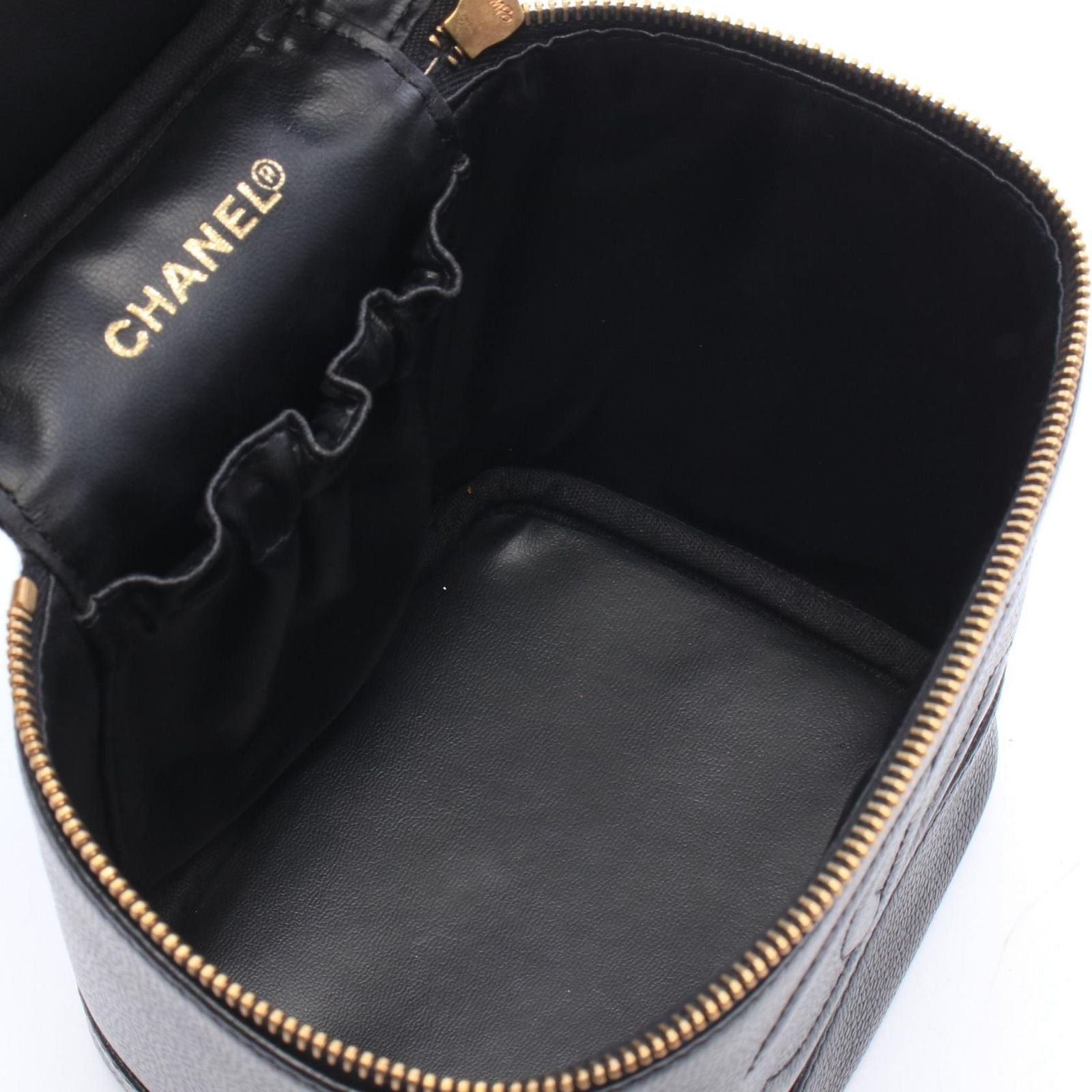 Chanel Handbag CC Logo Black Caviar Leather Vertical Vanity — view 3