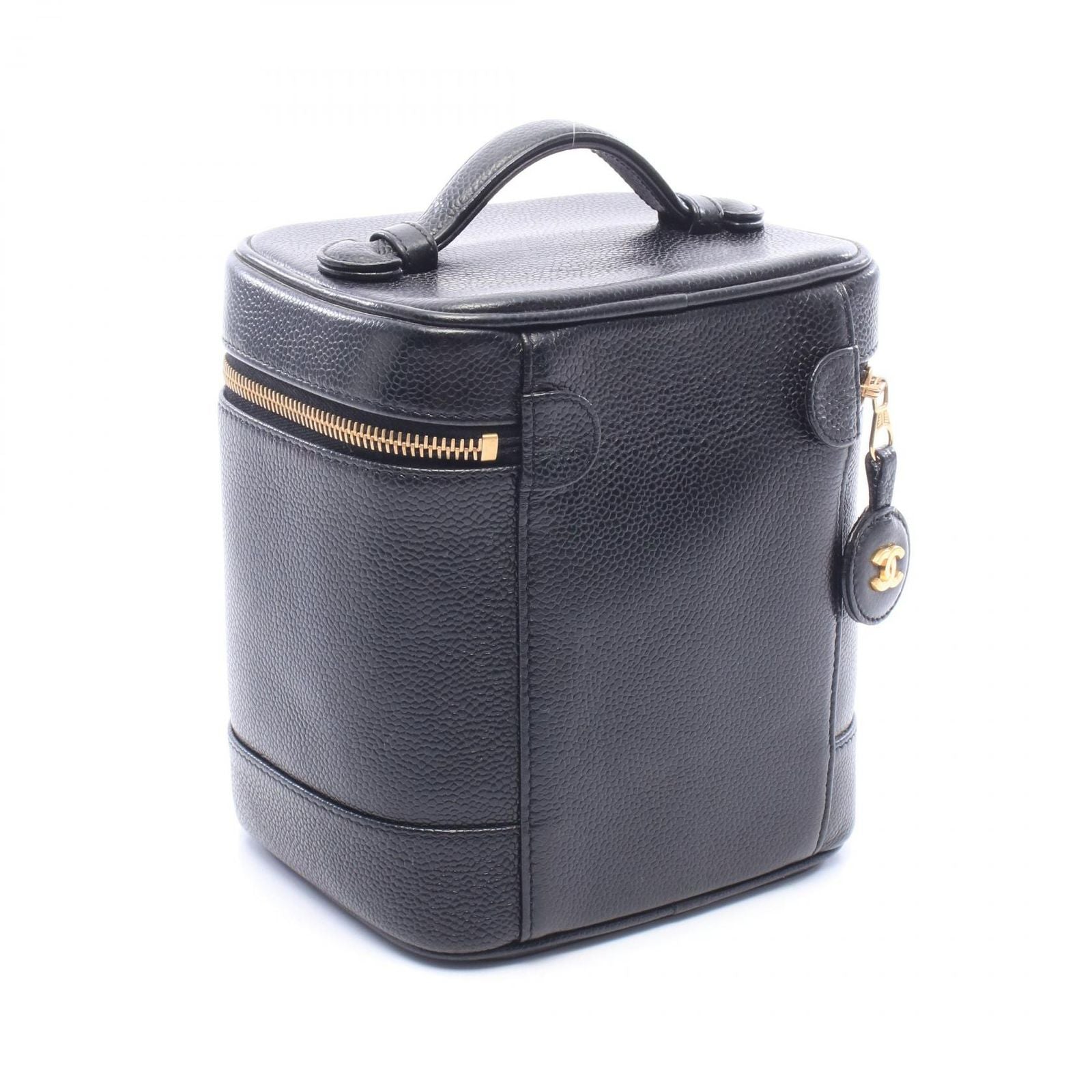 Chanel Handbag CC Logo Black Caviar Leather Vertical Vanity — view 2