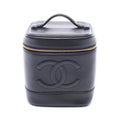 Chanel Handbag CC Logo Black Caviar Leather Vertical Vanity