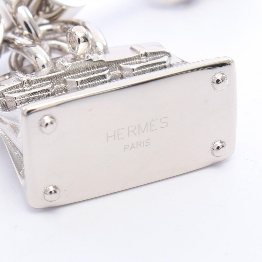 Hermes Charm Bijou de Sac Silver Black Apple Green Keychain — view 3