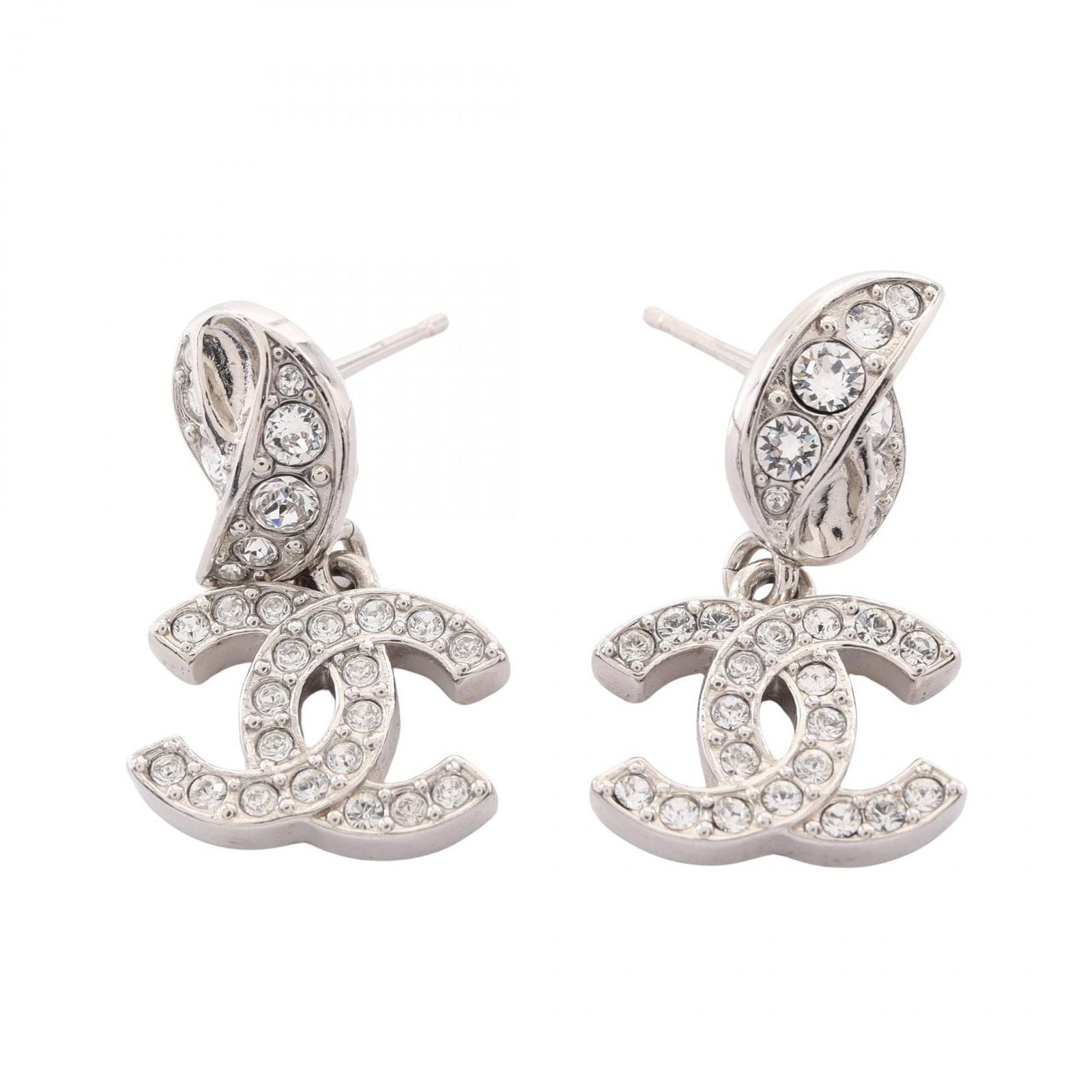 Chanel Earrings CC Logo Silver