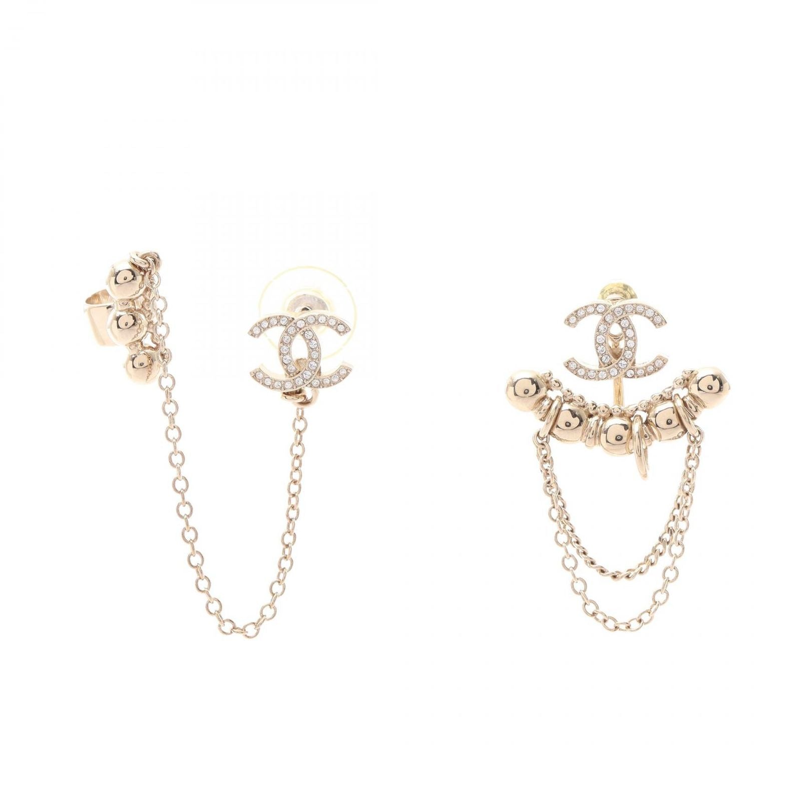 Chanel Earrings CC Logo Swing Chain with Ear Cuff
