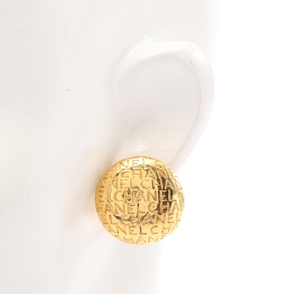 Chanel Earrings Logo Round Gold — view 4