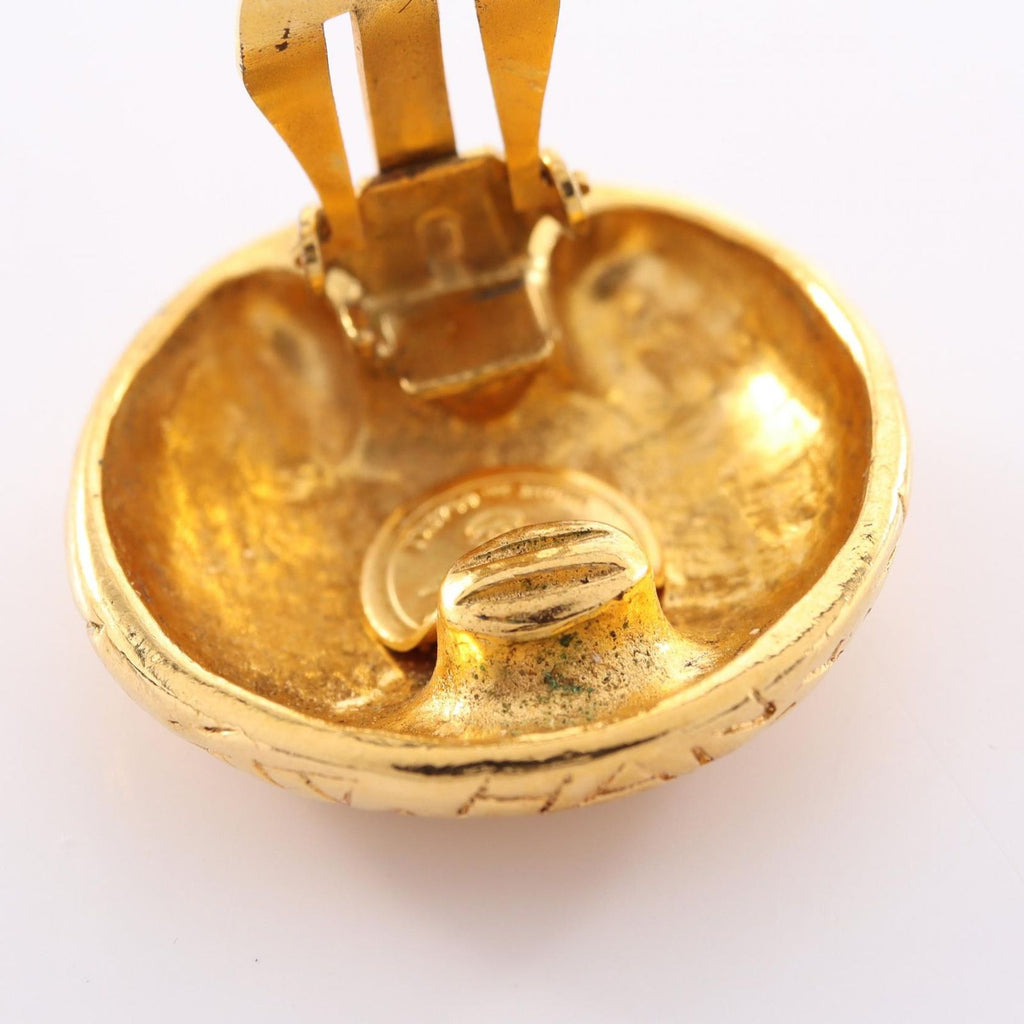 Chanel Earrings Logo Round Gold — view 6