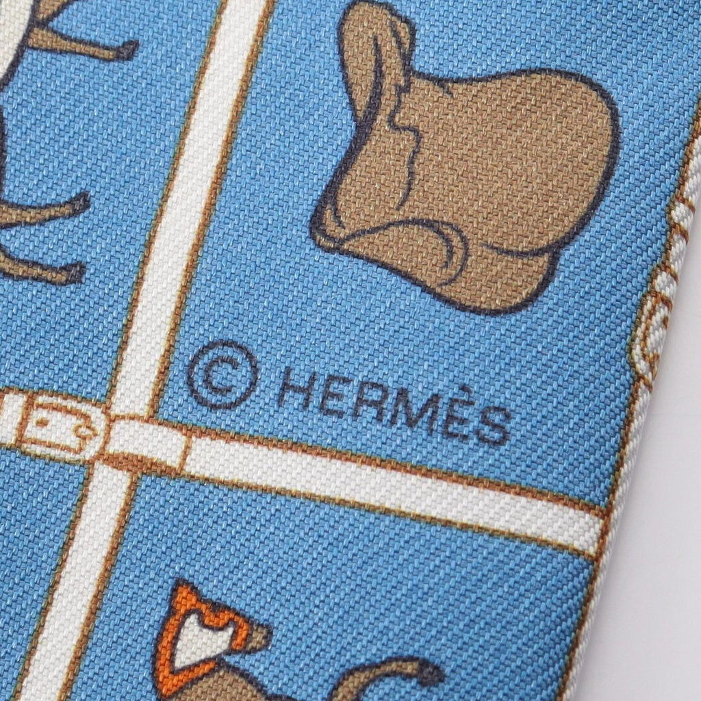 Hermes Scarf Twilly Couvertures Et Tenues de Jour Blue Silk — view 4
