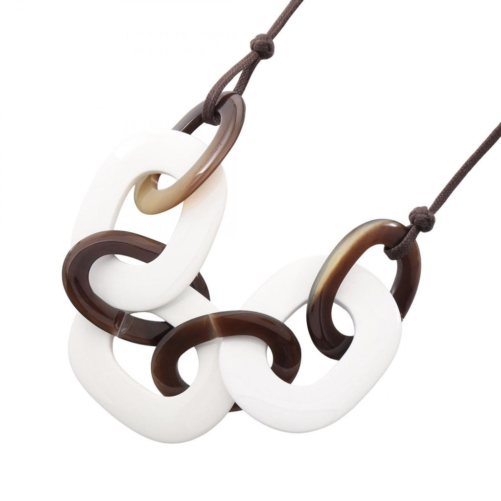 Hermes Necklace Karamba Brown White