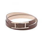 Hermes Behapi Double Tour Gray Beige Leather