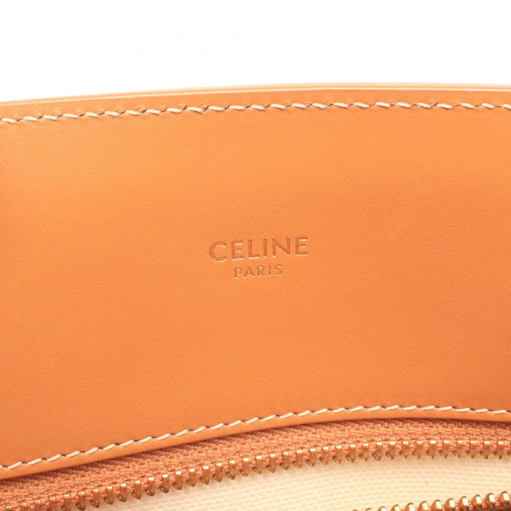 Celine Tote Bag Small Vertical Ivory Camel Black Canvas Leather — view 4