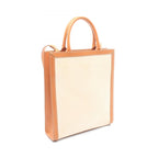 Celine Tote Bag Small Vertical Ivory Camel Black Canvas Leather — view 2