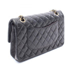 Chanel Shoulder Bag Quilted Double Flap Black Lambskin Chain — view 2