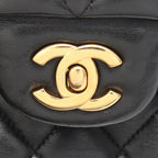 Chanel Shoulder Bag Quilted Double Flap Black Lambskin Chain — view 6