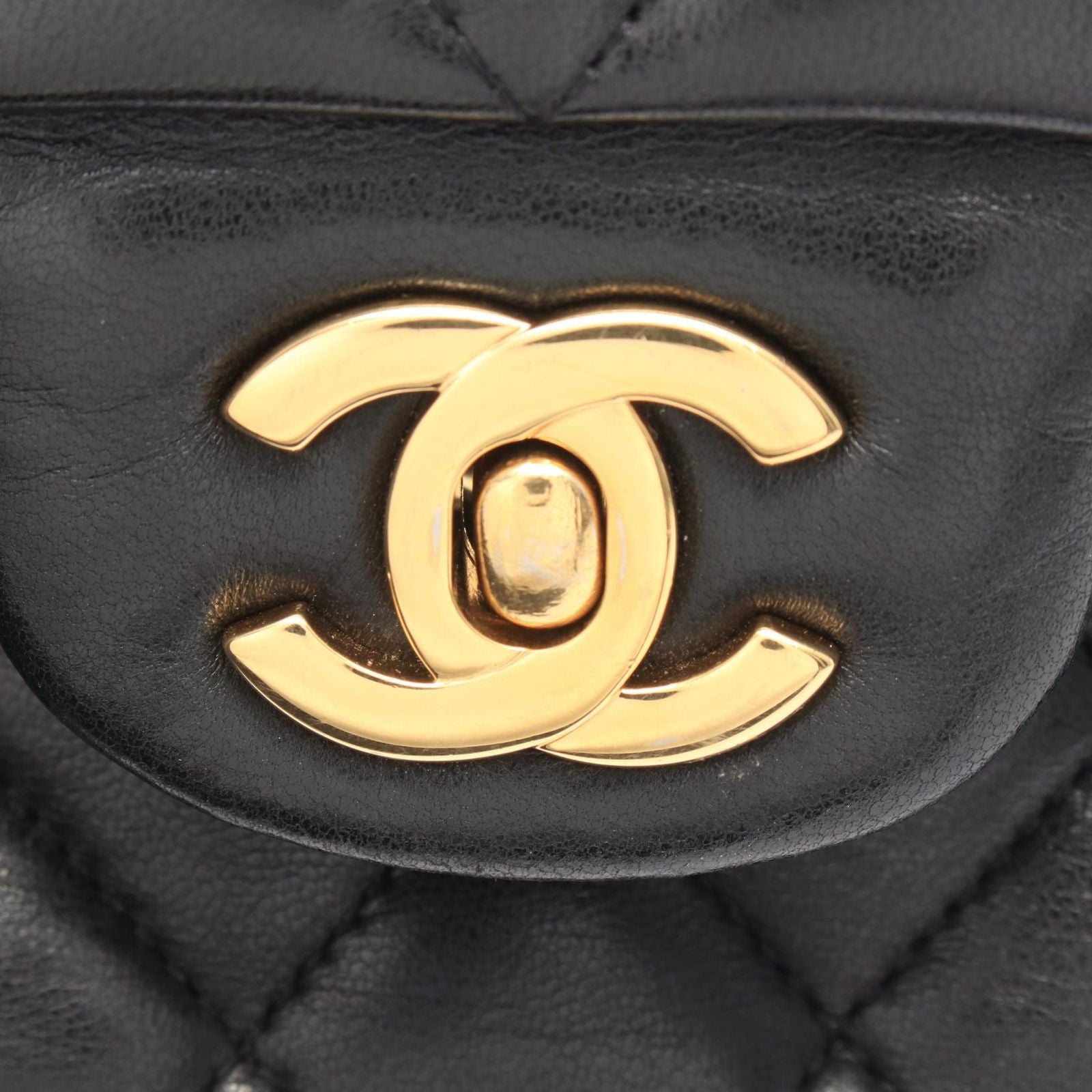Chanel Shoulder Bag Quilted Double Flap Black Lambskin Chain — view 6