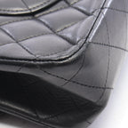 Chanel Shoulder Bag Quilted Double Flap Black Lambskin Chain — view 8