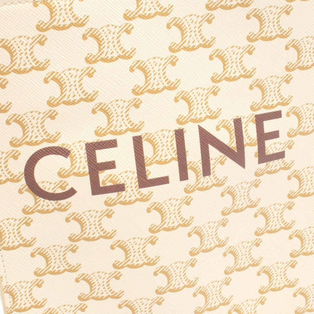 Celine Handbag Mini Vertical Cabas Triomphe 2-Way Ivory Brown Leather — view 4