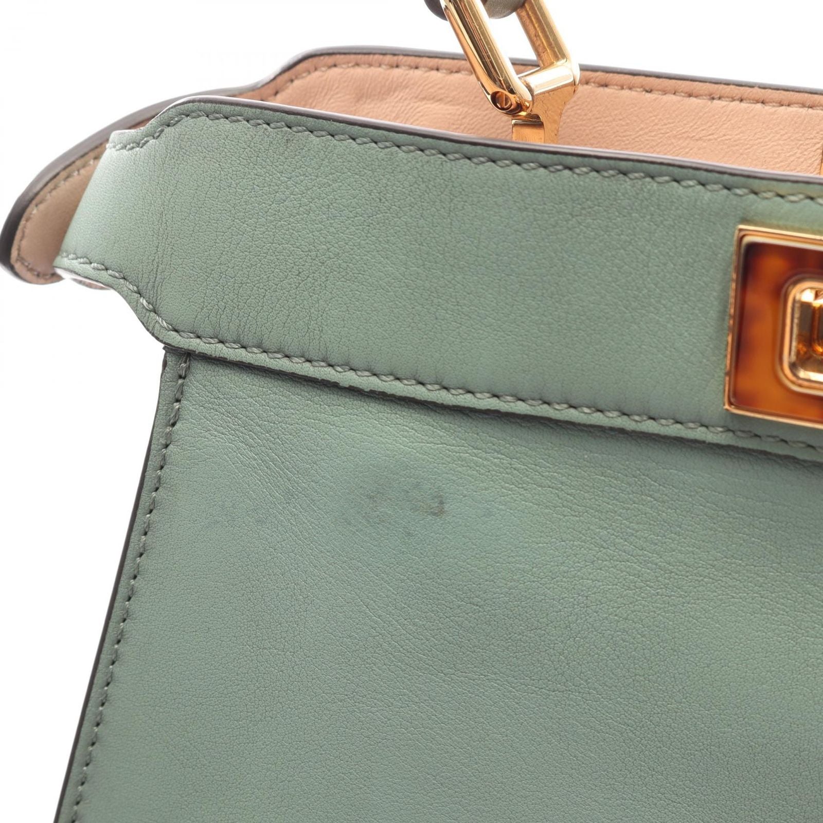 Fendi Handbag Peekaboo ISeeU Small Selleria Green Pink Beige Leather — view 5