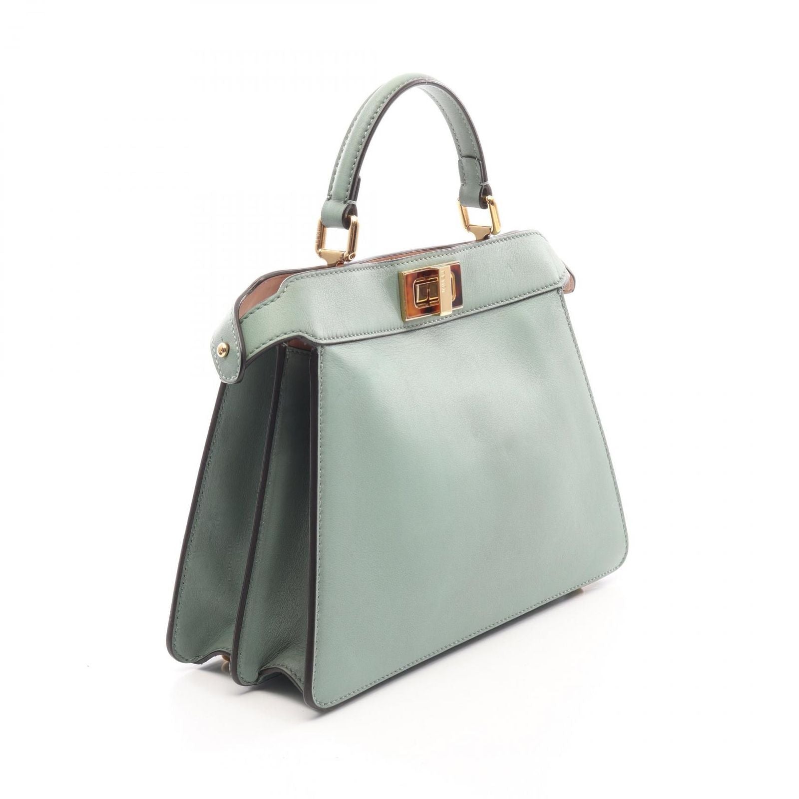 Fendi Handbag Peekaboo ISeeU Small Selleria Green Pink Beige Leather — view 2