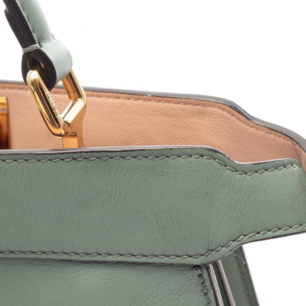 Fendi Handbag Peekaboo ISeeU Small Selleria Green Pink Beige Leather — view 6