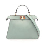 Fendi Handbag Peekaboo ISeeU Small Selleria Green Pink Beige Leather