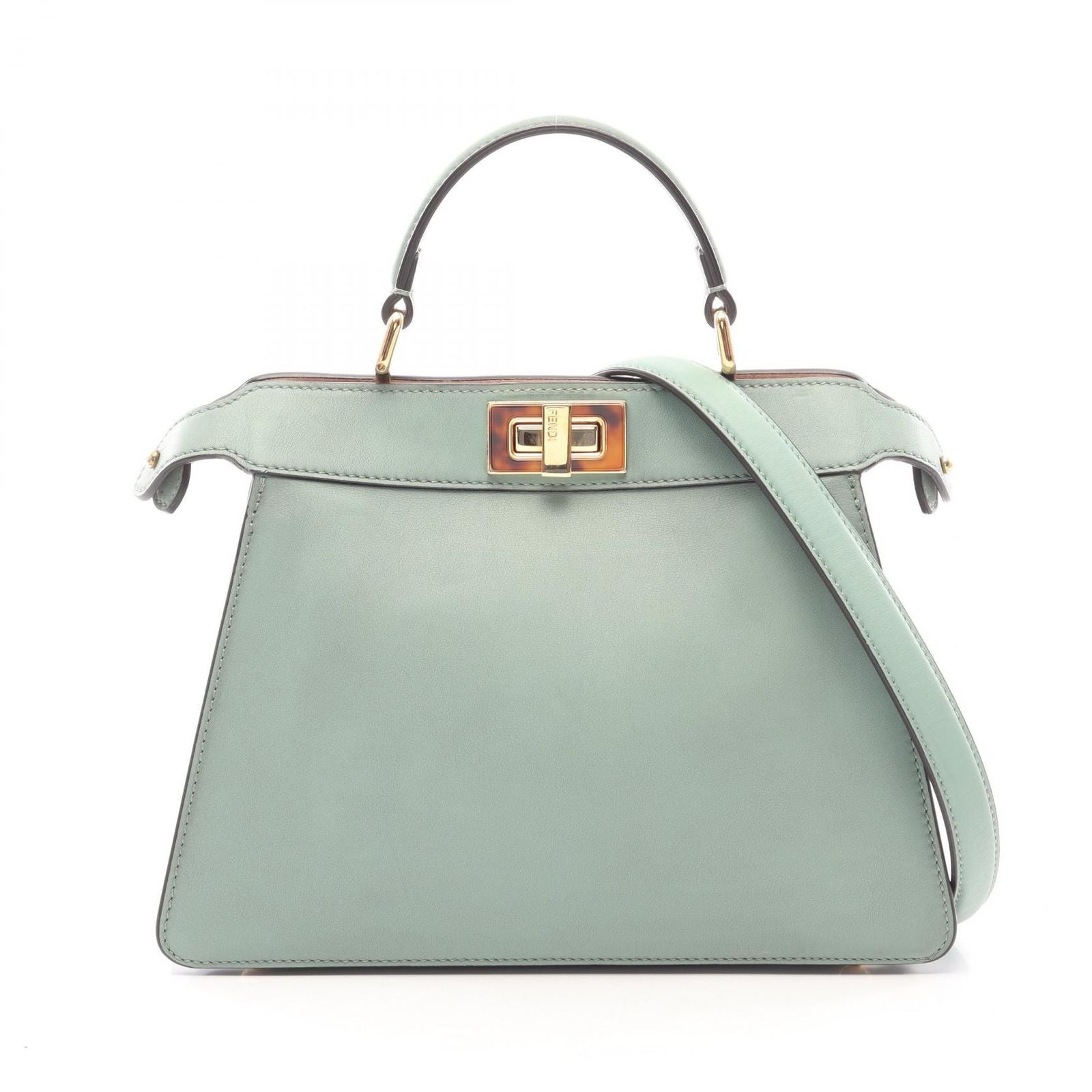 Fendi Handbag Peekaboo ISeeU Small Selleria Green Pink Beige Leather