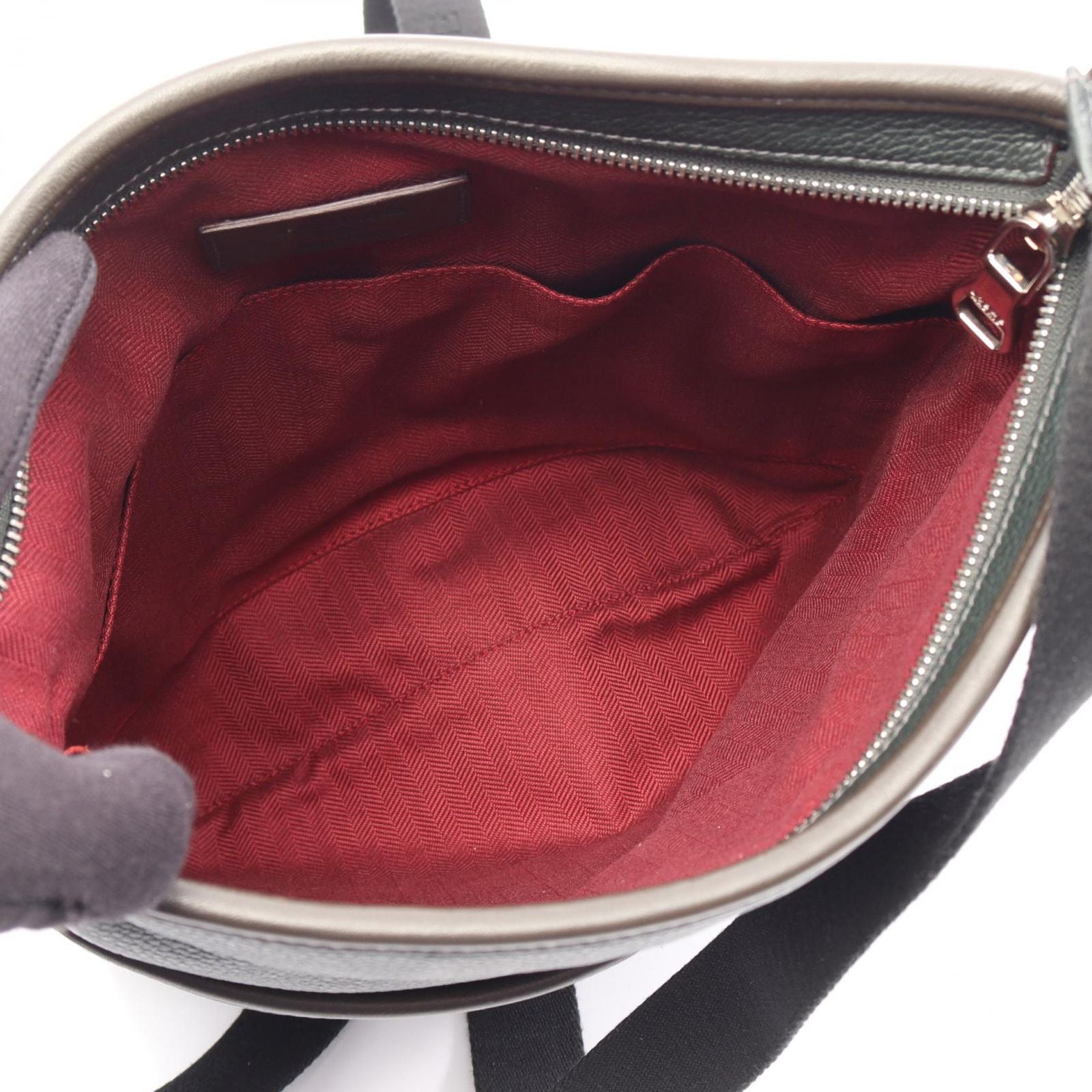 Loewe Shoulder Bag Anagram Dark Green Brown Leather — view 3