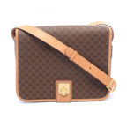 Celine Shoulder Bag Macadam Brown Beige Leather Gancini